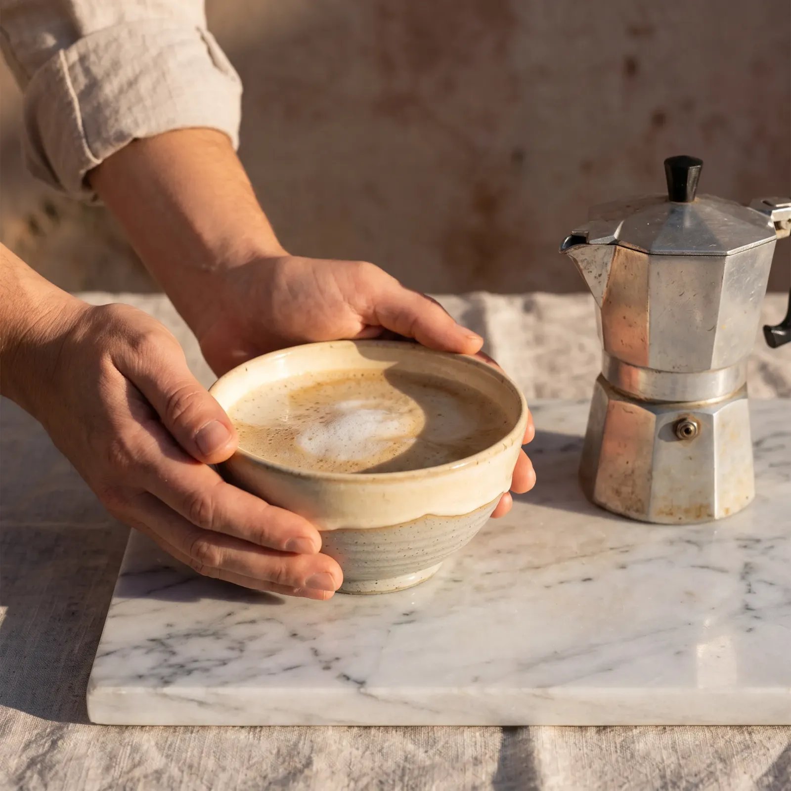 Filled beside the moka pot