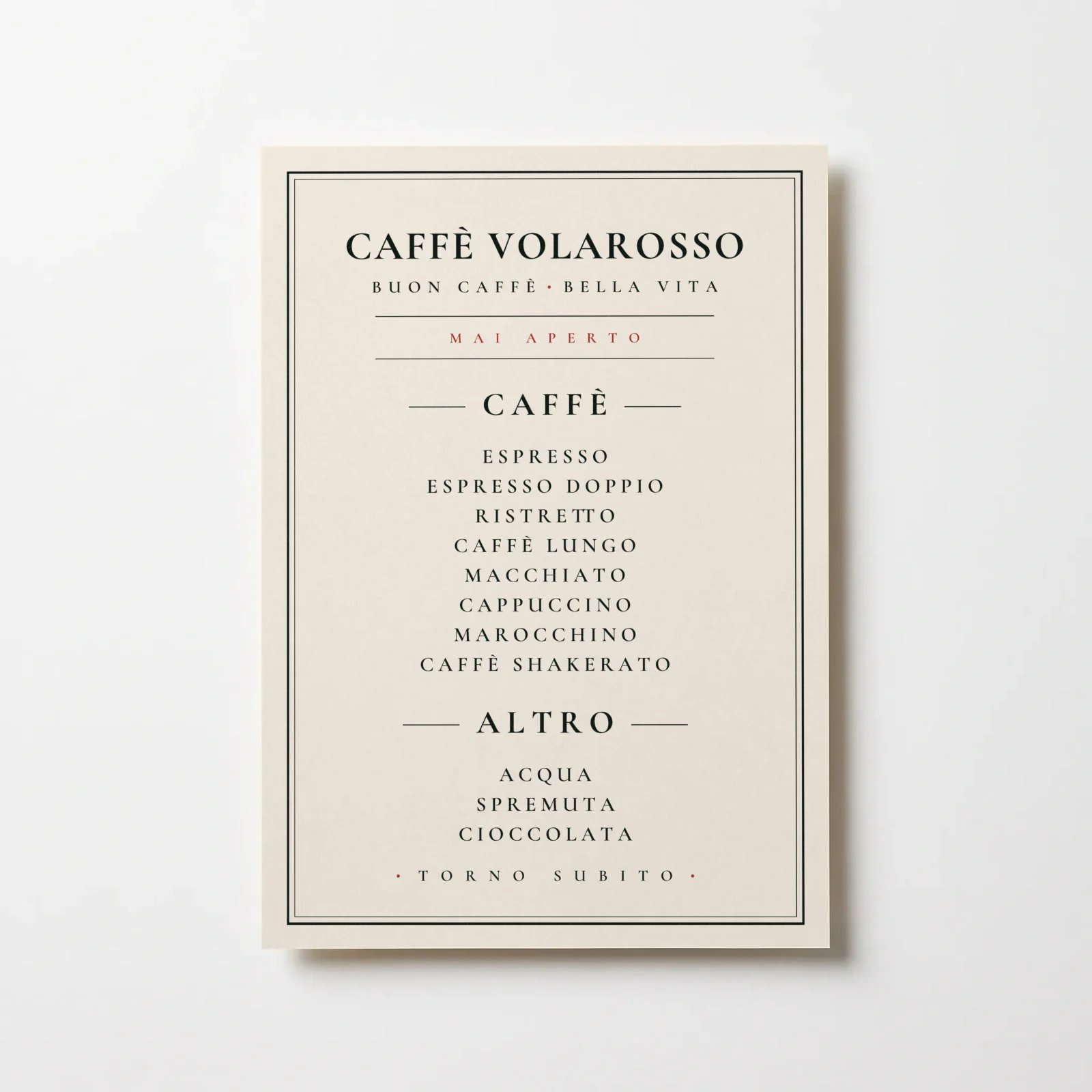 The menu print